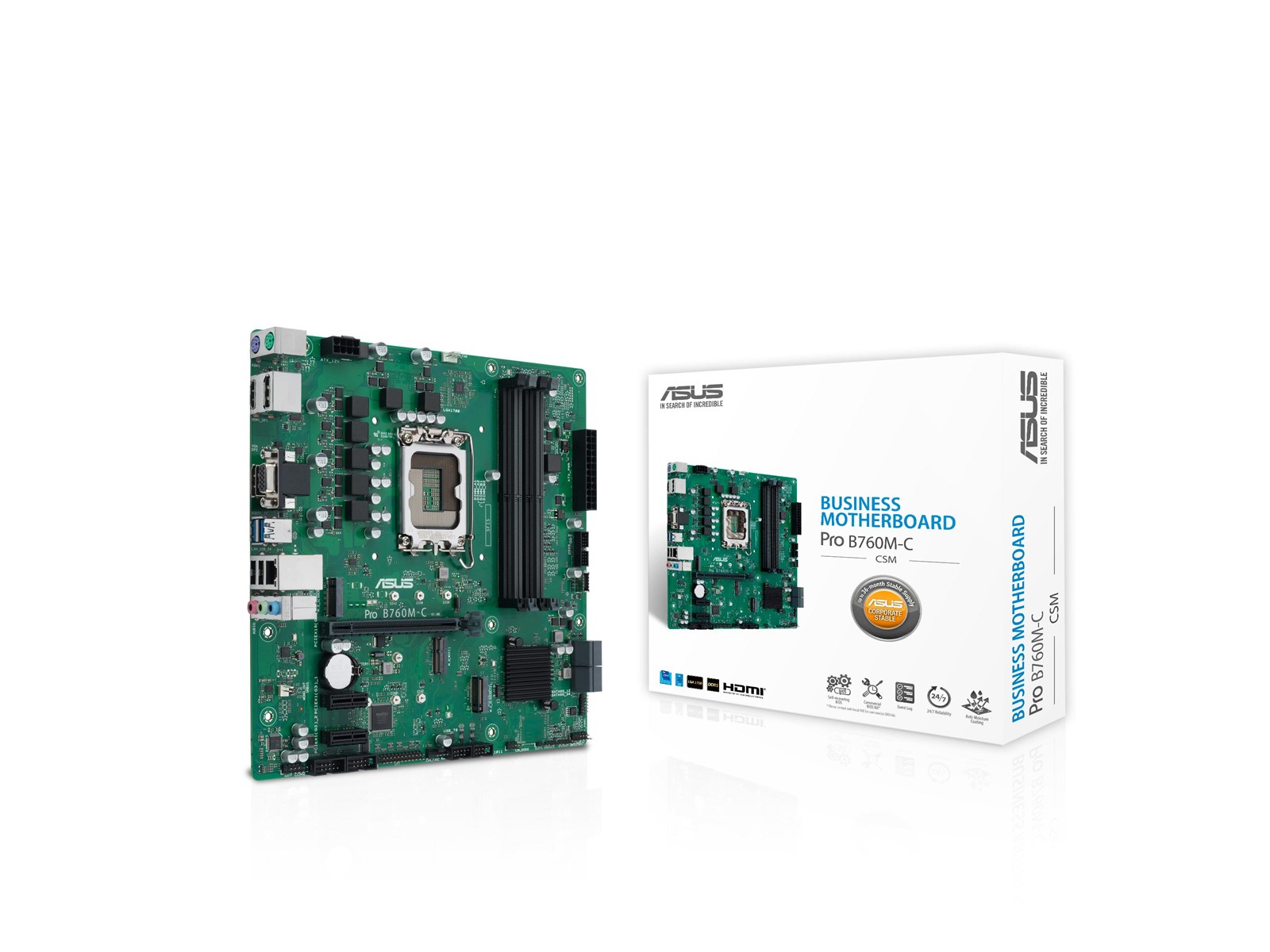 ASUS PRO B760M-C-CSM Mainboard - Intel B760 - Intel LGA1700 socket - DDR5 RAM - Micro-ATX
