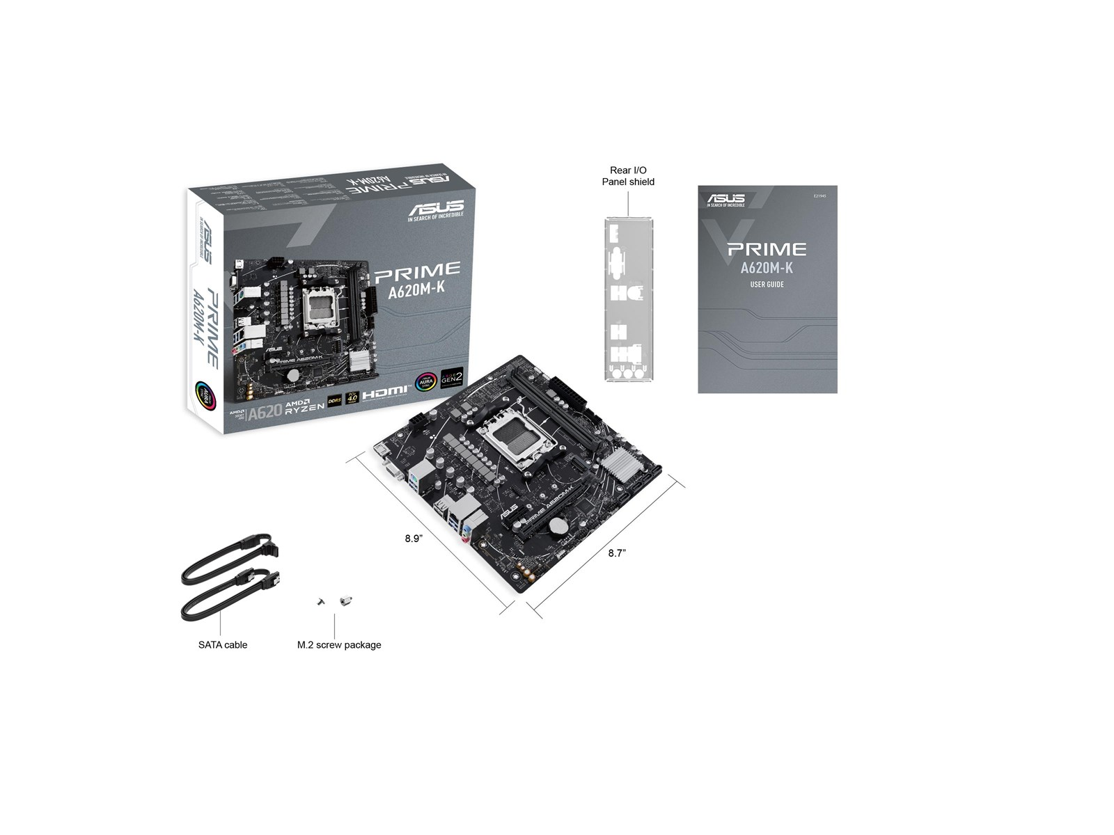 ASUS PRIME A620M-K Mainboard - AMD A620 - AMD AM5 socket - DDR5 RAM - Micro-ATX