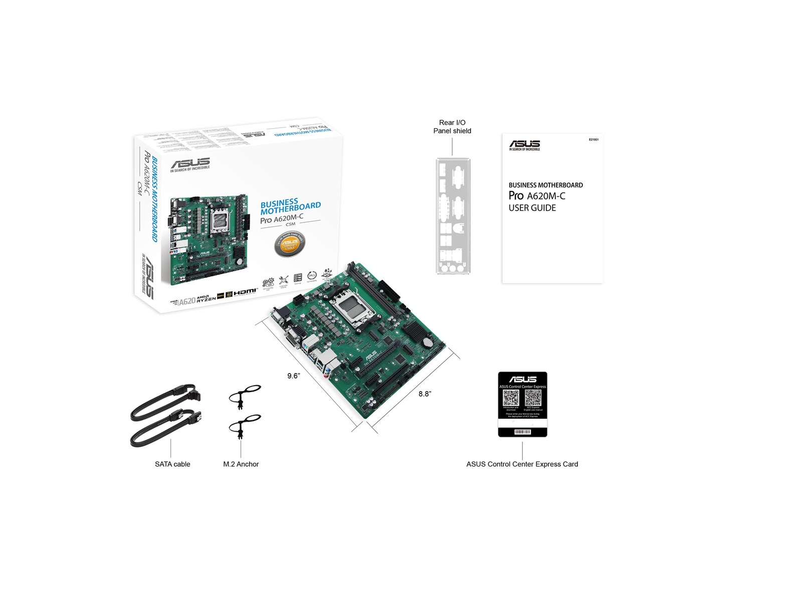 ASUS Pro A620M-C-CSM Mainboard - AMD B650 - AMD AM5 socket - DDR5 RAM - Micro-ATX