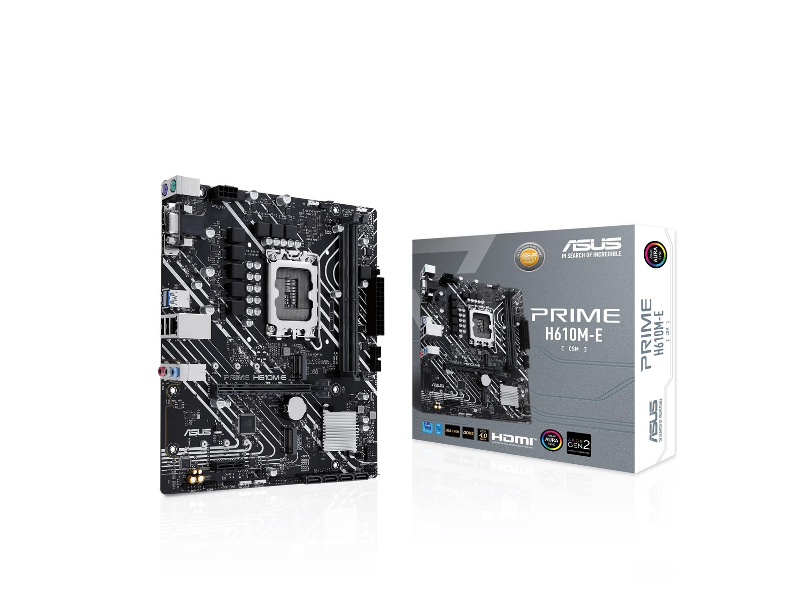 ASUS PRIME H610M-E-CSM Mainboard - Intel H610 - Intel LGA1700 socket - DDR5 RAM - Micro-ATX
