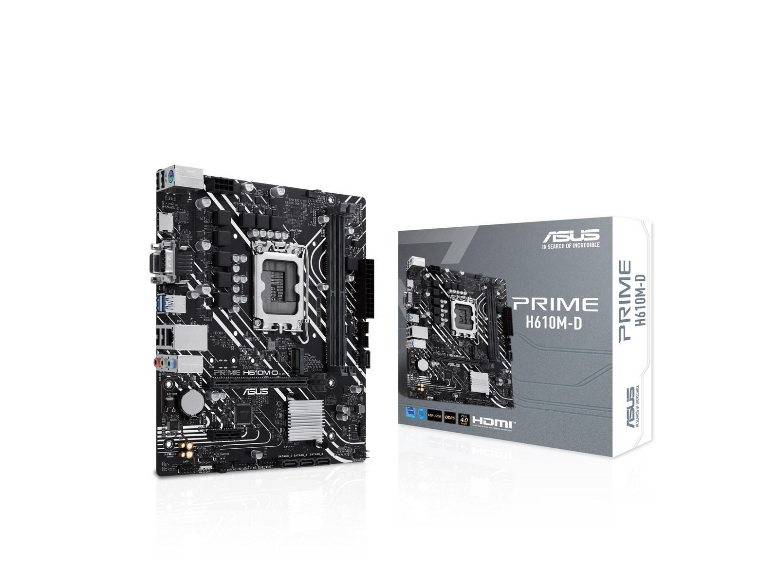 ASUS PRIME H610M-D Mainboard - Intel H610 - Intel LGA1700 socket - DDR5 RAM - Micro-ATX