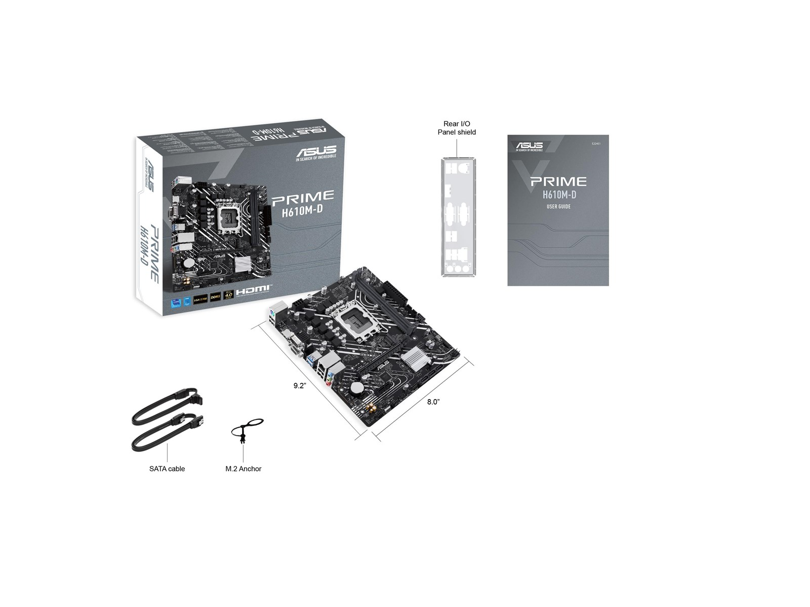 ASUS PRIME H610M-D Mainboard - Intel H610 - Intel LGA1700 socket - DDR5 RAM - Micro-ATX