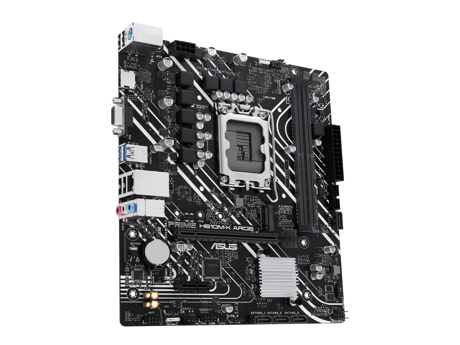 ASUS PRIME H610M-K ARGB Mainboard - Intel H610 - Intel LGA1700 socket - DDR5 RAM - Micro-ATX