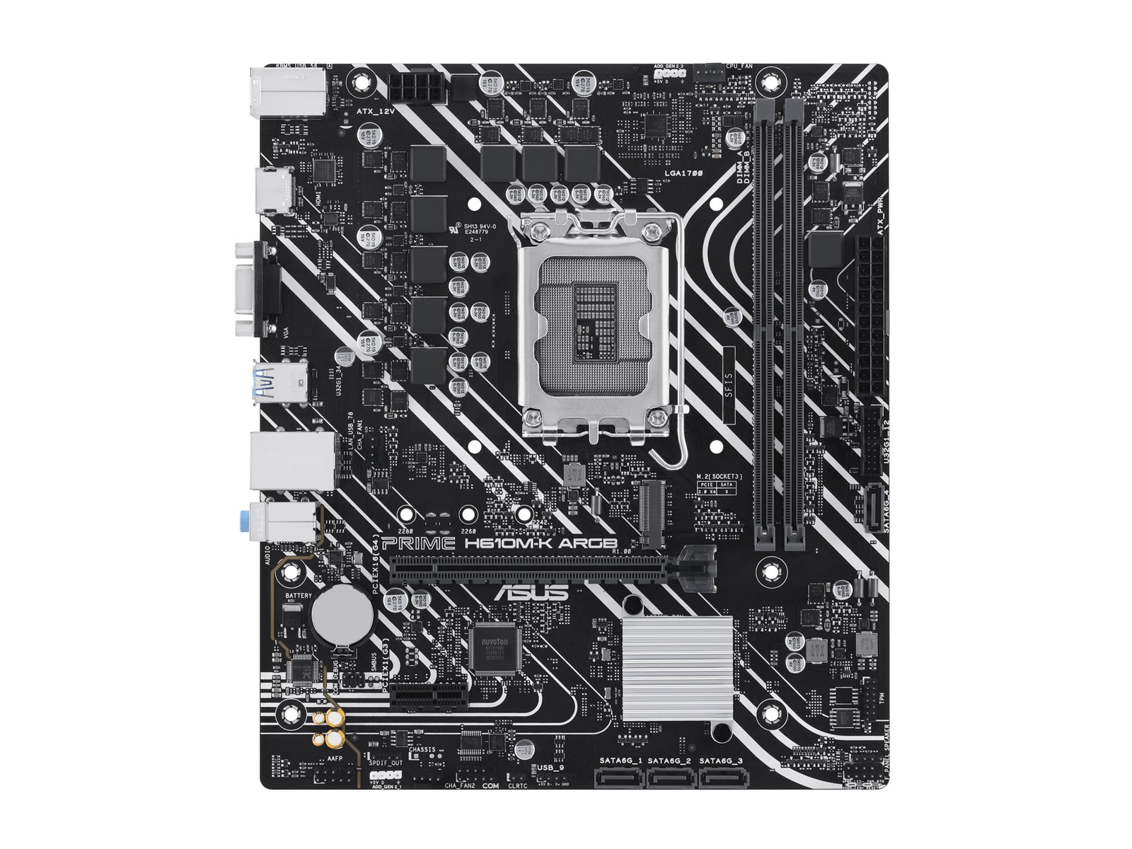 ASUS PRIME H610M-K ARGB Mainboard - Intel H610 - Intel LGA1700 socket - DDR5 RAM - Micro-ATX