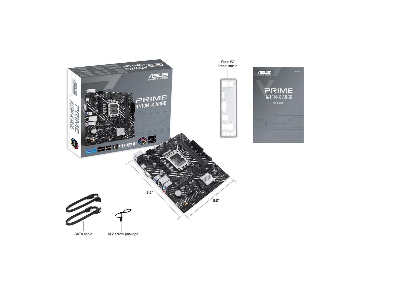 ASUS PRIME H610M-K ARGB Mainboard - Intel H610 - Intel LGA1700 socket - DDR5 RAM - Micro-ATX