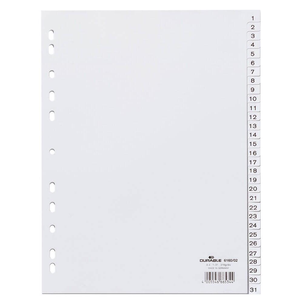 DURABLE Ordnerregister Vollformat 1-31 weiß - 1 Satz