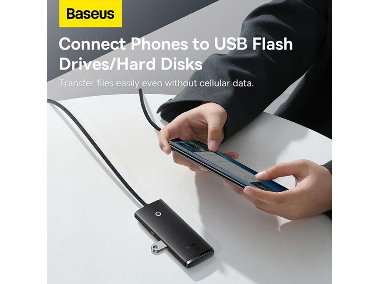 Baseus Lite Series USB do 4x USB 3.0 2m (black) USB-Hubs - USB 3.0 - 4 - Schwarz