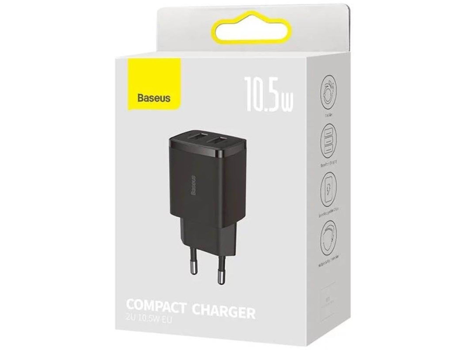 Baseus Compact Quick Charger 2x USB 10.5W (black)