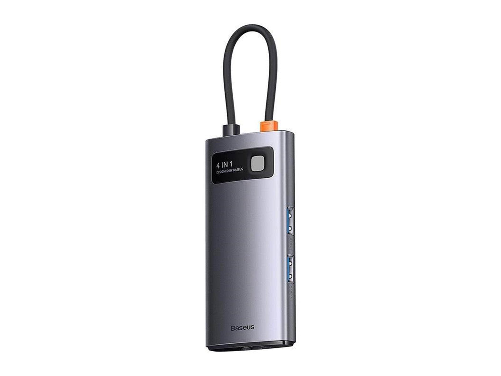 Baseus Hub 4in1 Metal Gleam Series USB-C to 3x USB 3.0 + Ethernet RJ45 USB-Hubs - USB 3.0 - 4 - Grau