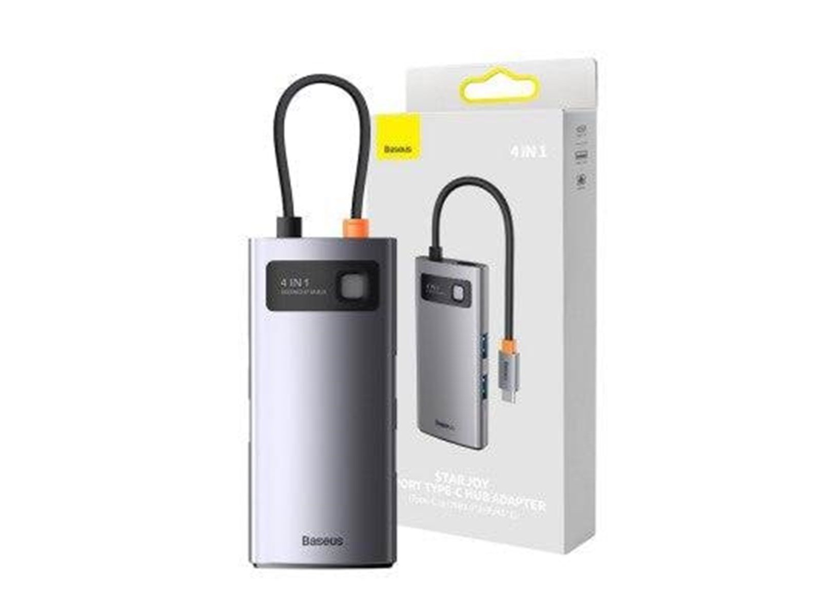 Baseus Hub 4in1 Metal Gleam Series USB-C to 3x USB 3.0 + Ethernet RJ45 USB-Hubs - USB 3.0 - 4 - Grau