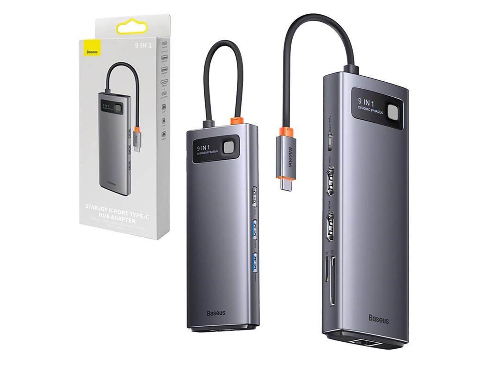 Baseus Metal Gleam Series USB-C to 2x USB 3.0 + 2x HDMI + USB 2.0 + USB-C PD + Ethernet RJ45 + microSD/SD USB-Hubs - USB 3.0 - 9
