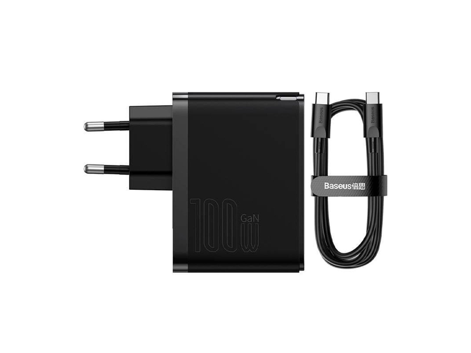 Baseus GaN USB-C + USB 100W + 1m cable (black)