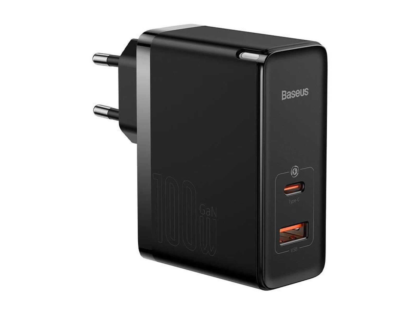 Baseus GaN USB-C + USB 100W + 1m cable (black)