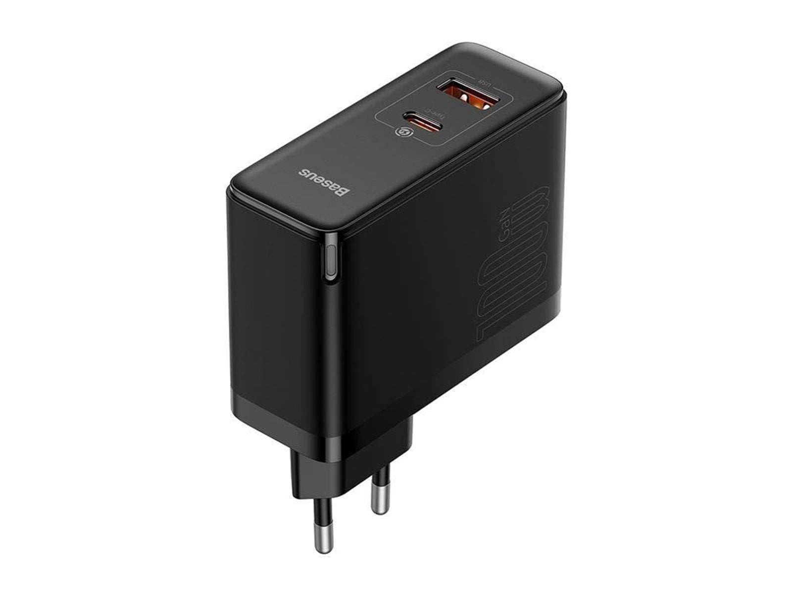 Baseus GaN USB-C + USB 100W + 1m cable (black)