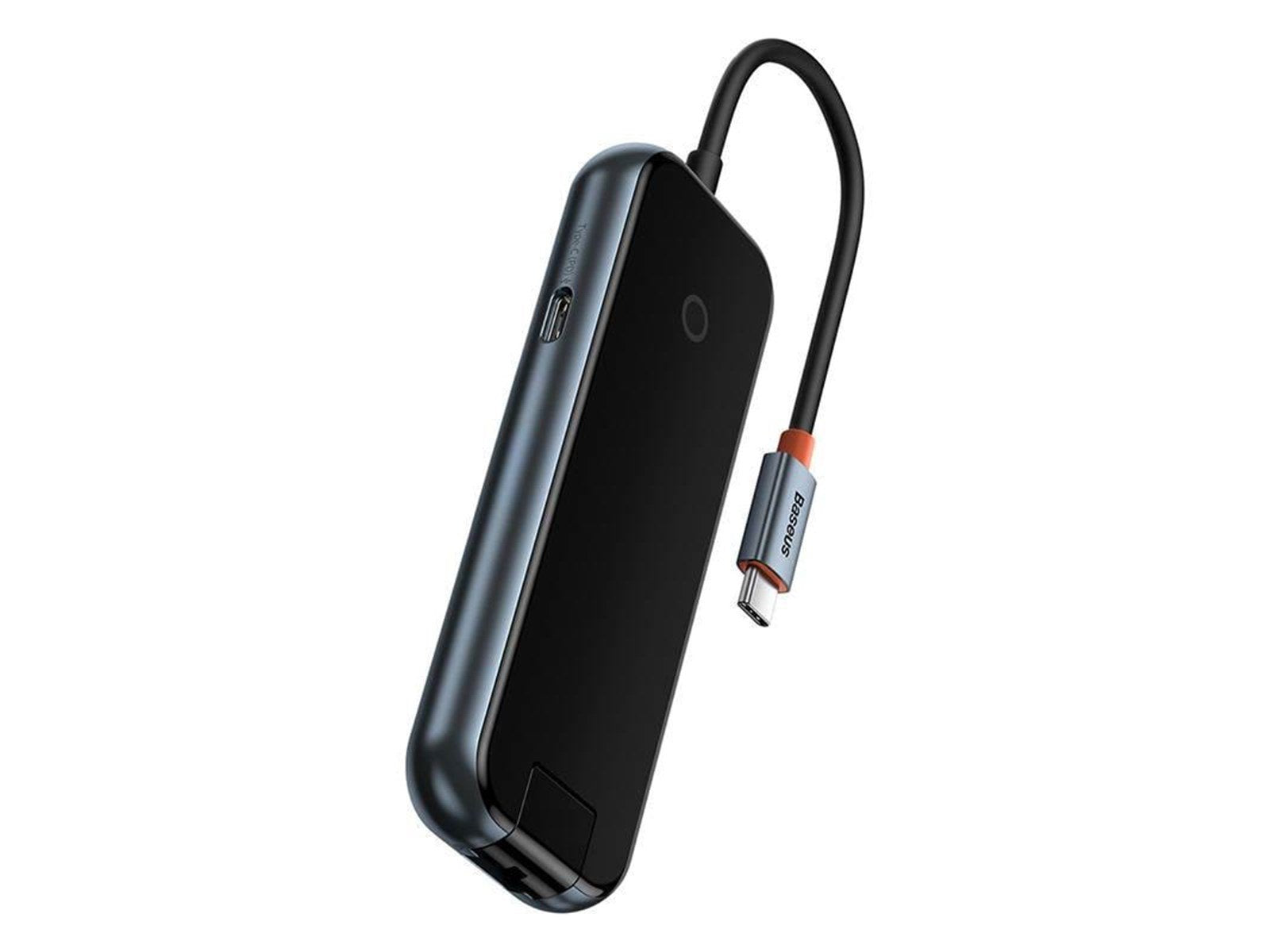 Baseus AcmeJoy series USB-C to 2xUSB 3.0 + USB 2.0 + USB-C PD + RJ45 (dark grey) USB-Hubs - USB 3.0 - 5 - Schwarz