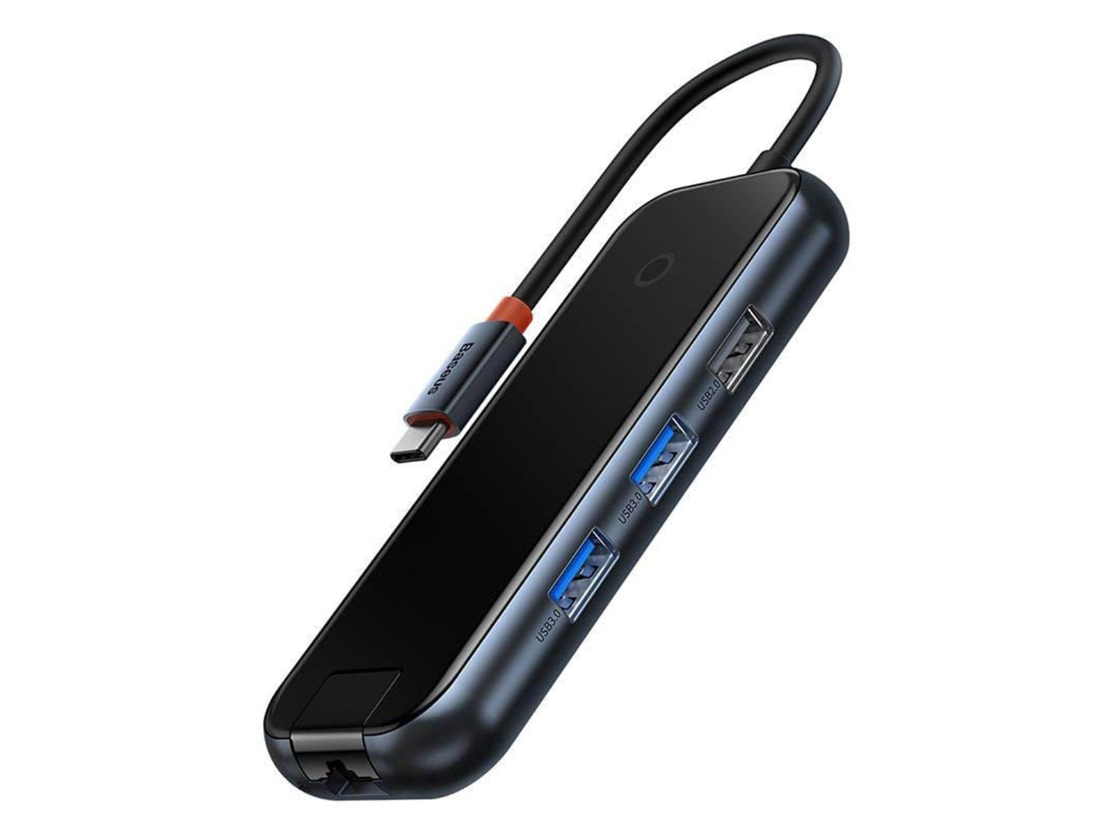 Baseus AcmeJoy series USB-C to 2xUSB 3.0 + USB 2.0 + USB-C PD + RJ45 (dark grey) USB-Hubs - USB 3.0 - 5 - Schwarz