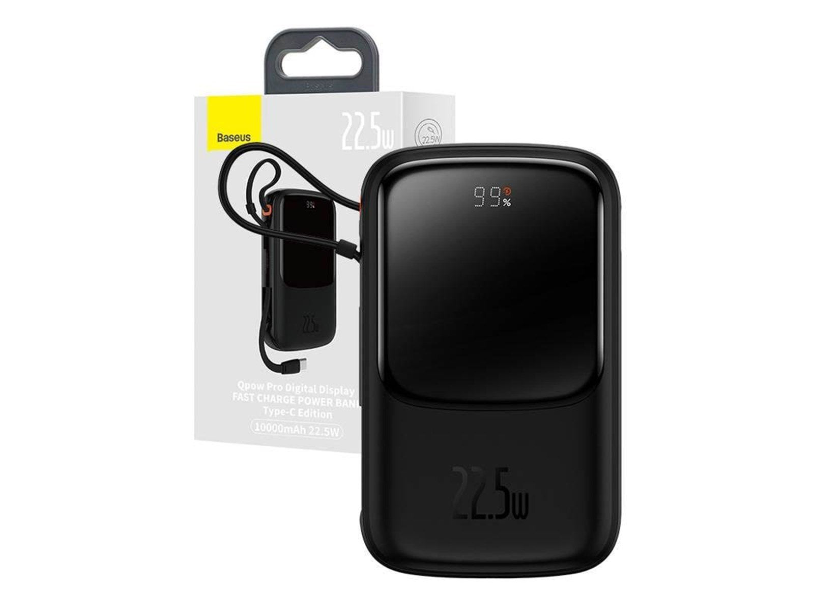 Baseus Qpow PRO with cable 10000mAh 22.5W (Black) Powerbank (Akku) - schwarz - 10000 mAh