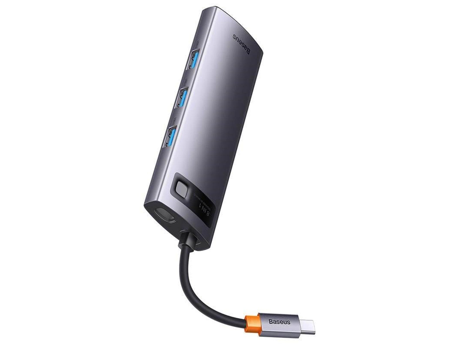 Baseus StarJoy Metal Glam Series USB-C do HDMI + 3 x USB 3.0 + USB-C PD + RJ45 + SD/TF USB-Hubs - USB 3.0 - 8 Anschlüsse - Grau