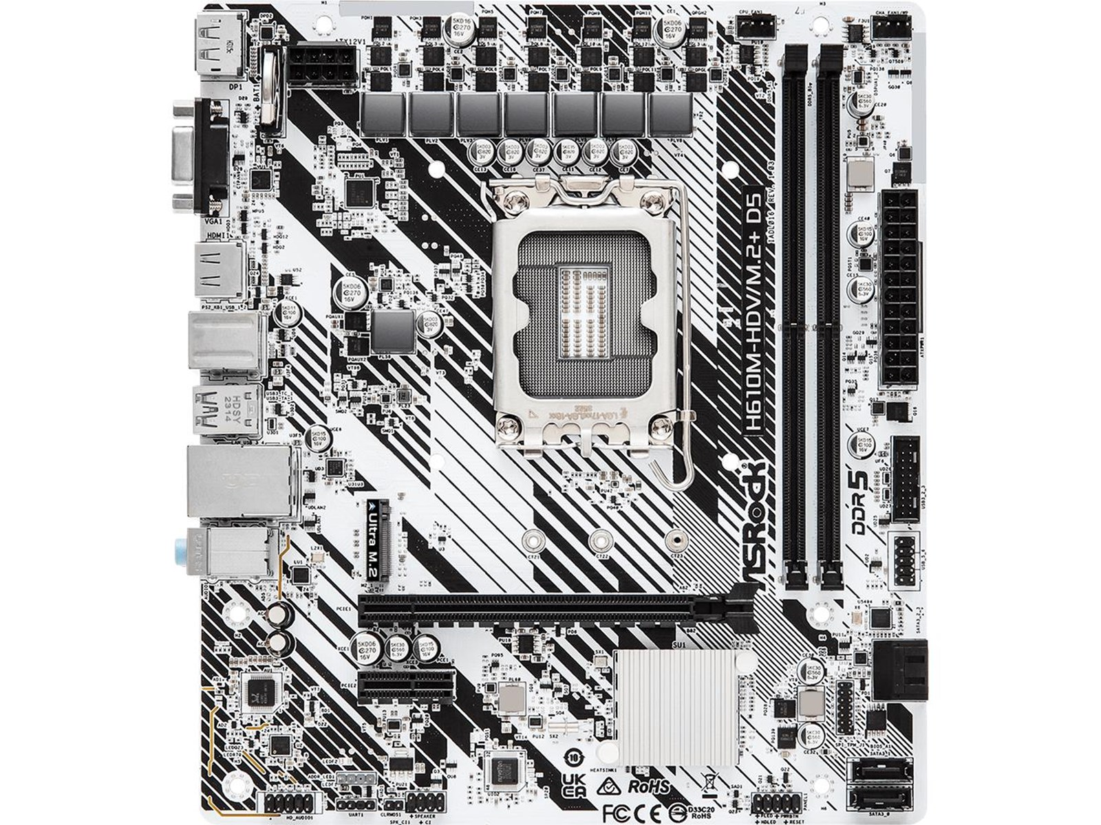ASRock H610M-HDV/M.2+ D5 Mainboard - Intel H610 - Intel LGA1700 socket - DDR5 RAM - Micro-ATX