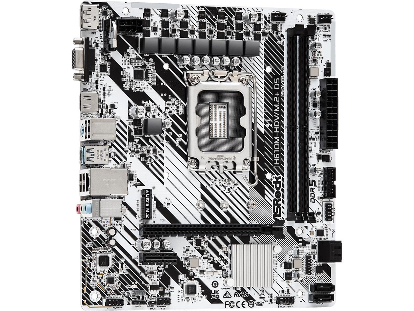 ASRock H610M-HDV/M.2+ D5 Mainboard - Intel H610 - Intel LGA1700 socket - DDR5 RAM - Micro-ATX