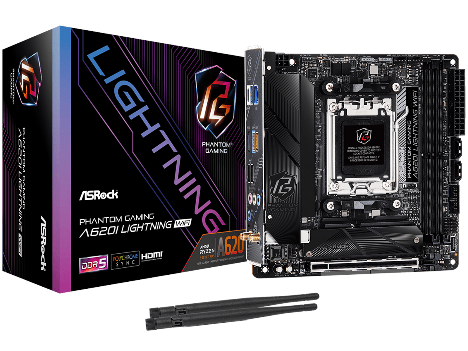 ASRock A620I LIGHTNING WIFI Mainboard - AMD A620 - AMD AM5 socket - DDR5 RAM - Mini-ITX