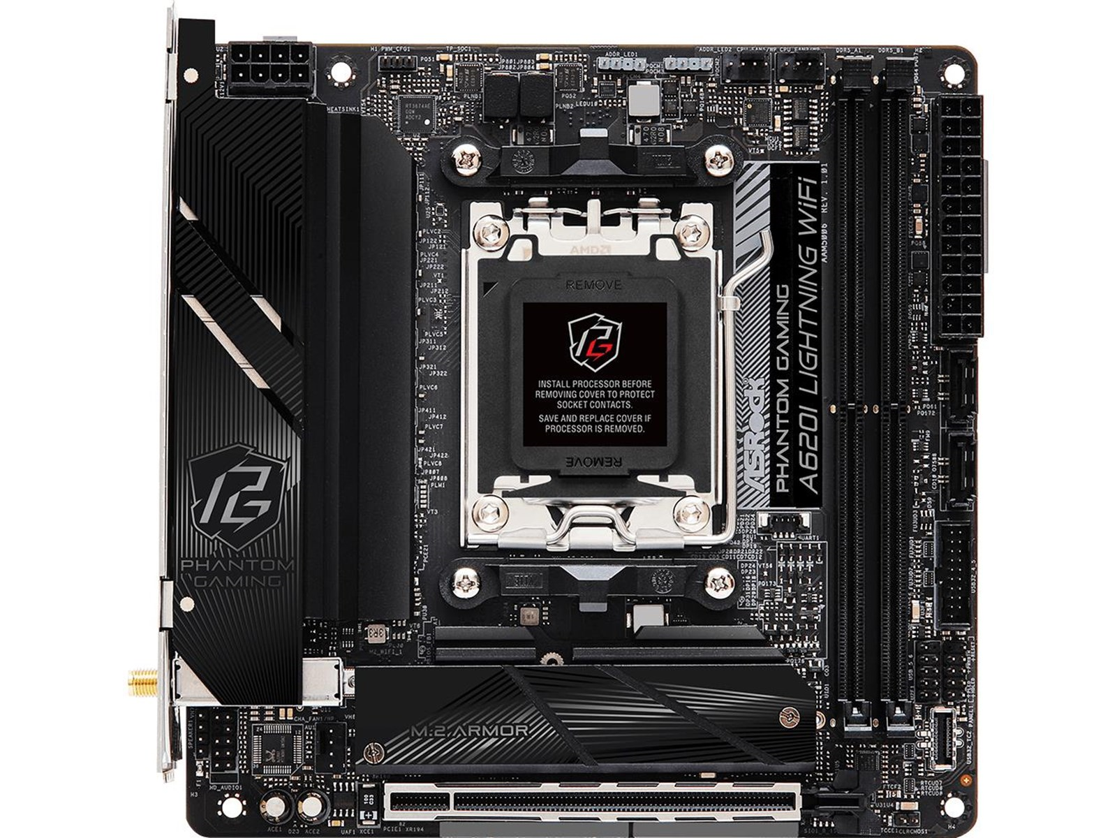 ASRock A620I LIGHTNING WIFI Mainboard - AMD A620 - AMD AM5 socket - DDR5 RAM - Mini-ITX