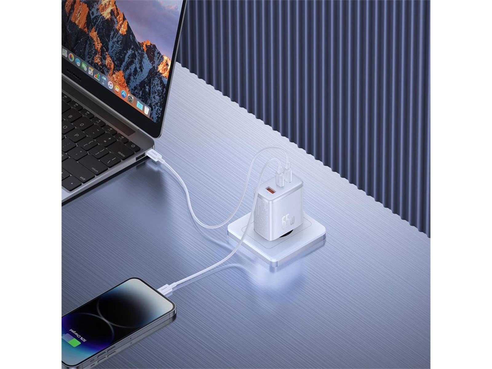 Baseus Wall charger  OS-Cube Pro 2xUSB-C + USB 65W (white)