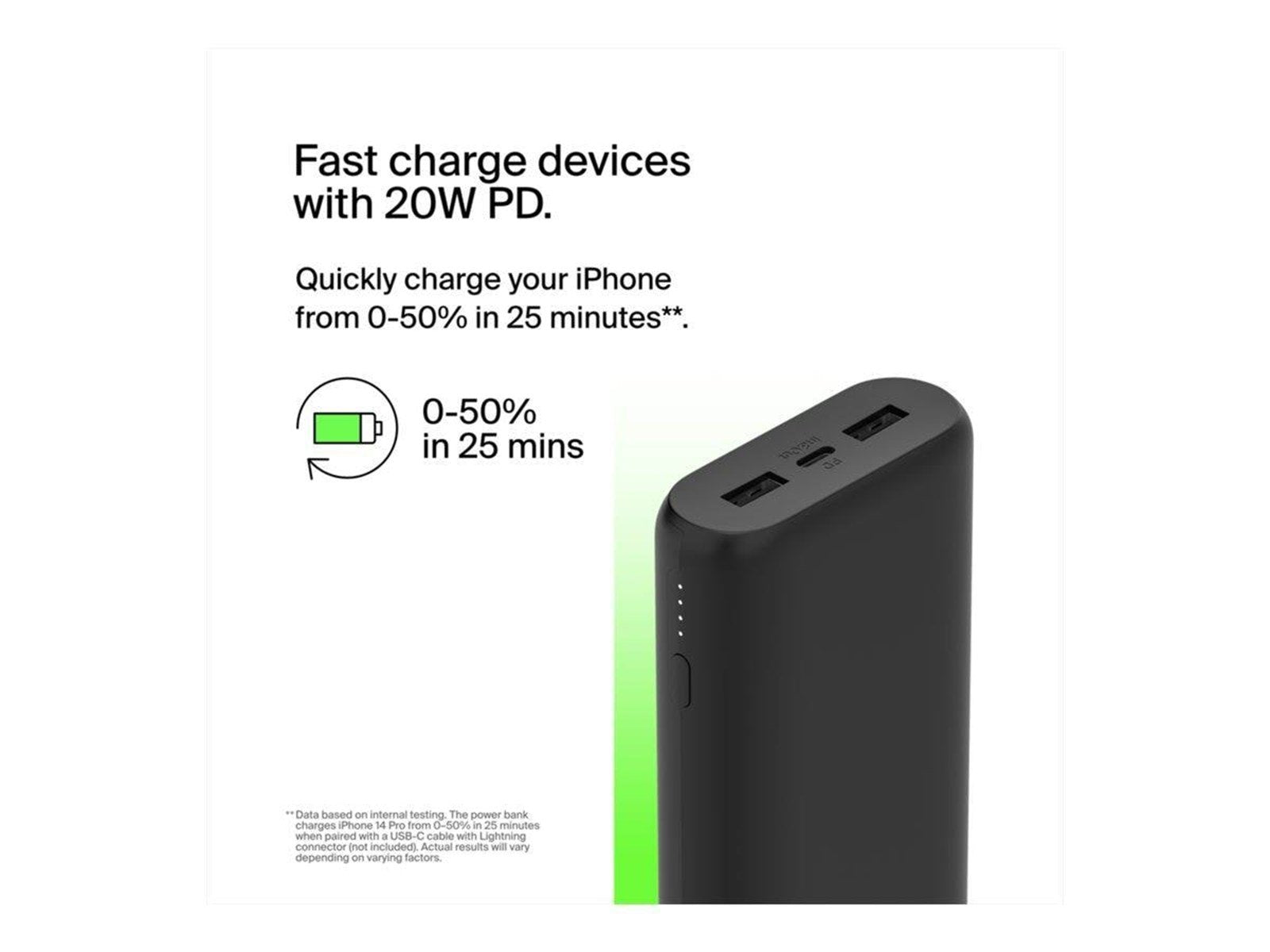 Belkin BoostCharge power bank - 2 x USB 24 pin USB-C - 20 Watt Powerbank (Akku) - schwarz - 20000 mAh