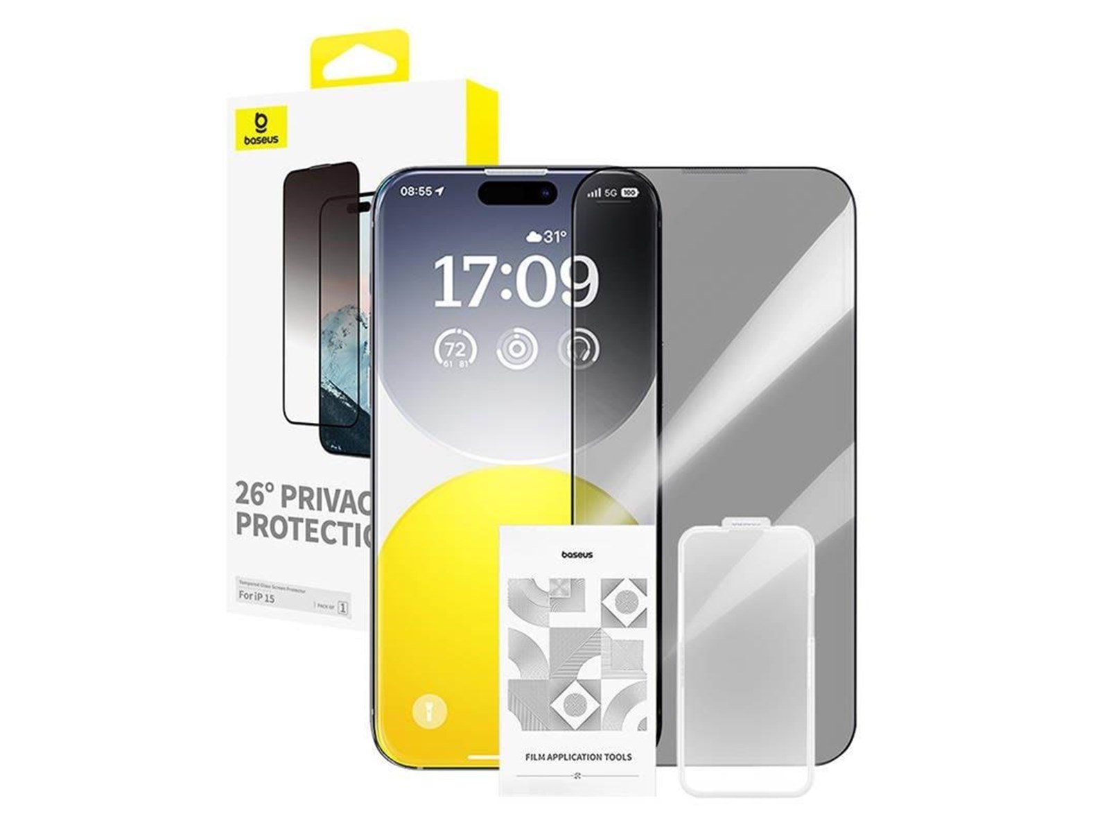 Baseus Privacy Protection Tempered Glass  Diamond iPhone 15