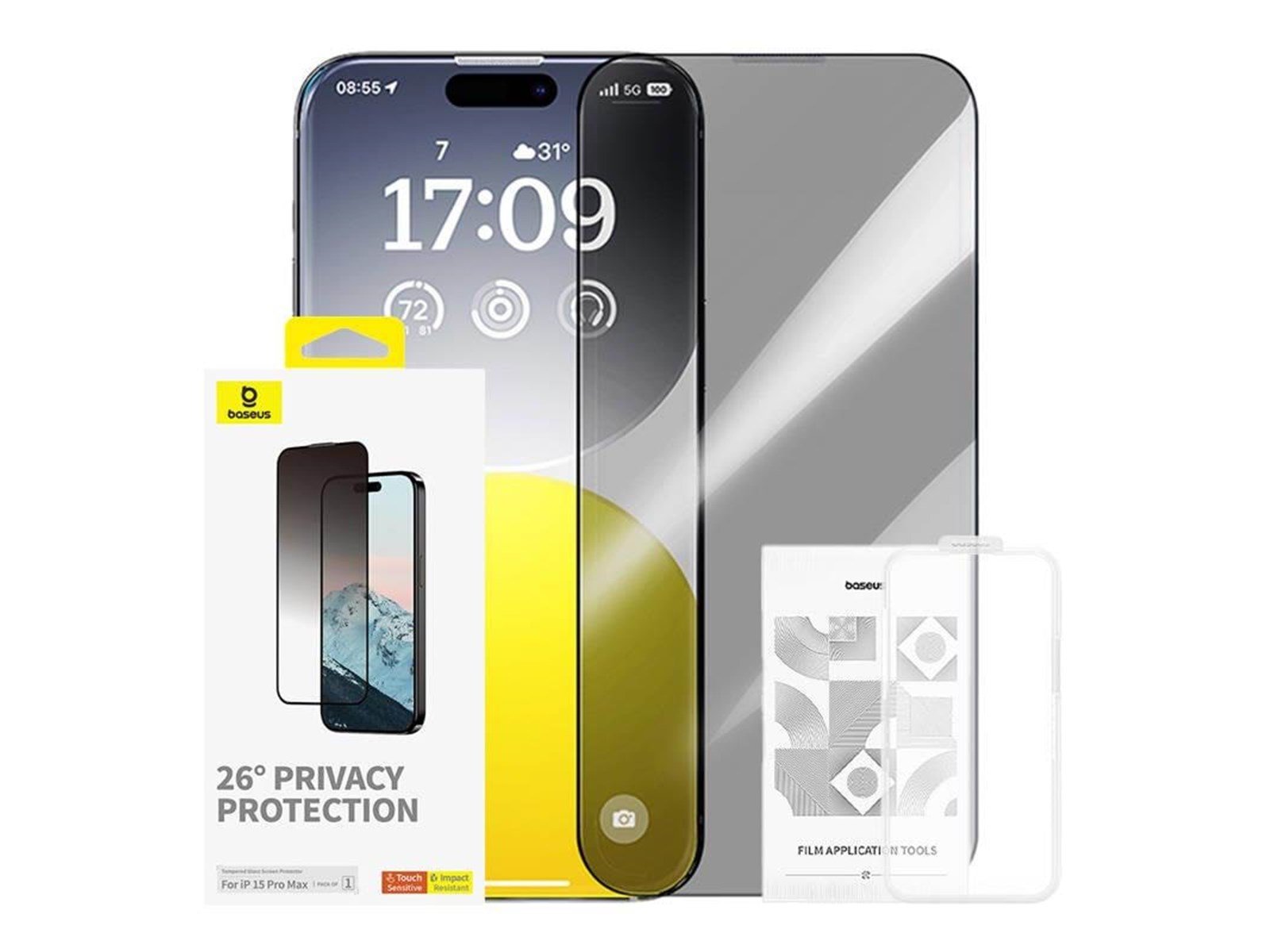 Baseus Privacy Protection Tempered Glass  Diamond iPhone 15 Pro Max
