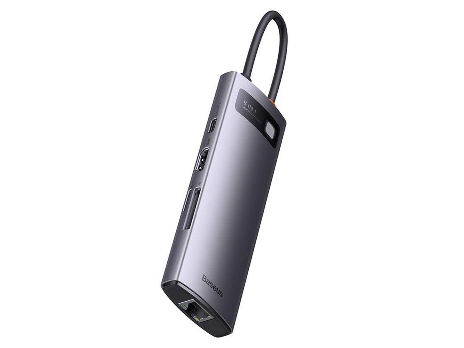Baseus StarJoy Series USB-C to 3x USB 3.1 + HDMI + USB-C PD + RJ45 + microSD/SD USB-Hubs - USB 3.1 - 8 Anschlüsse - Grau