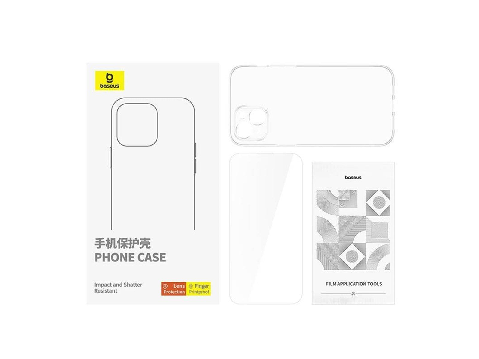 Baseus Clear Case  iPhone 15 + tempered glass