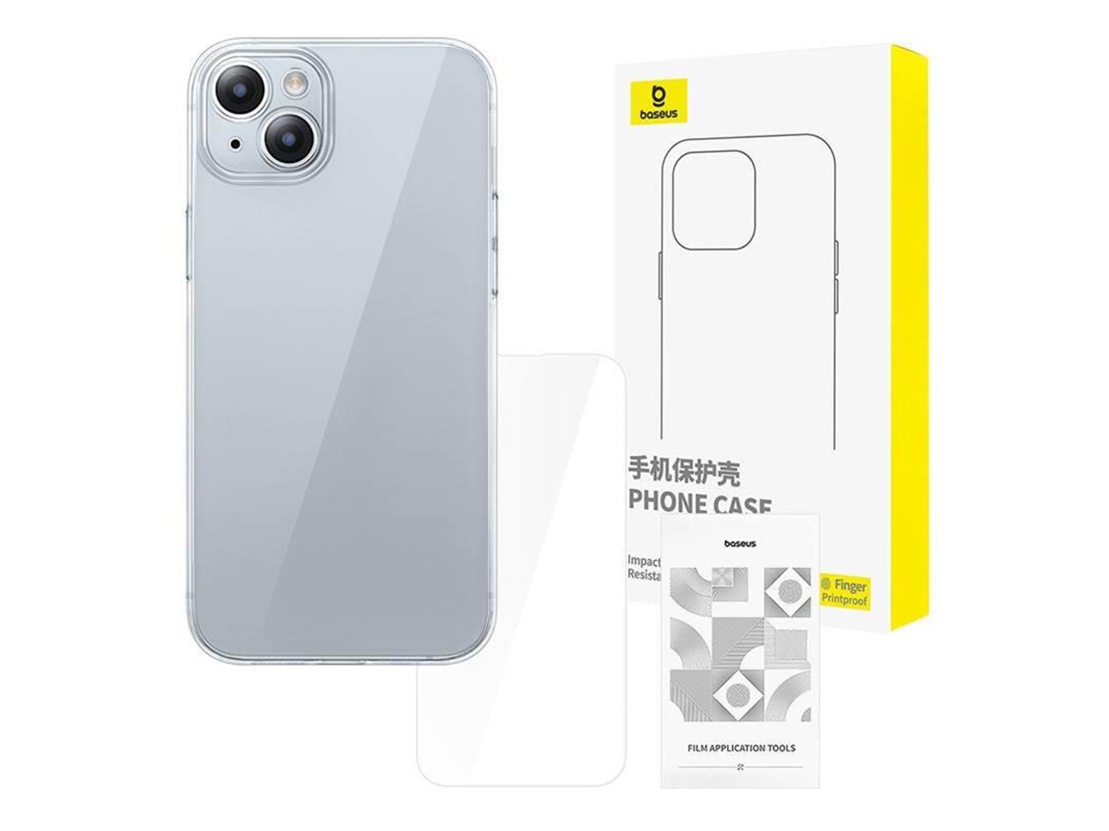 Baseus Clear Case  iPhone 15 + tempered glass