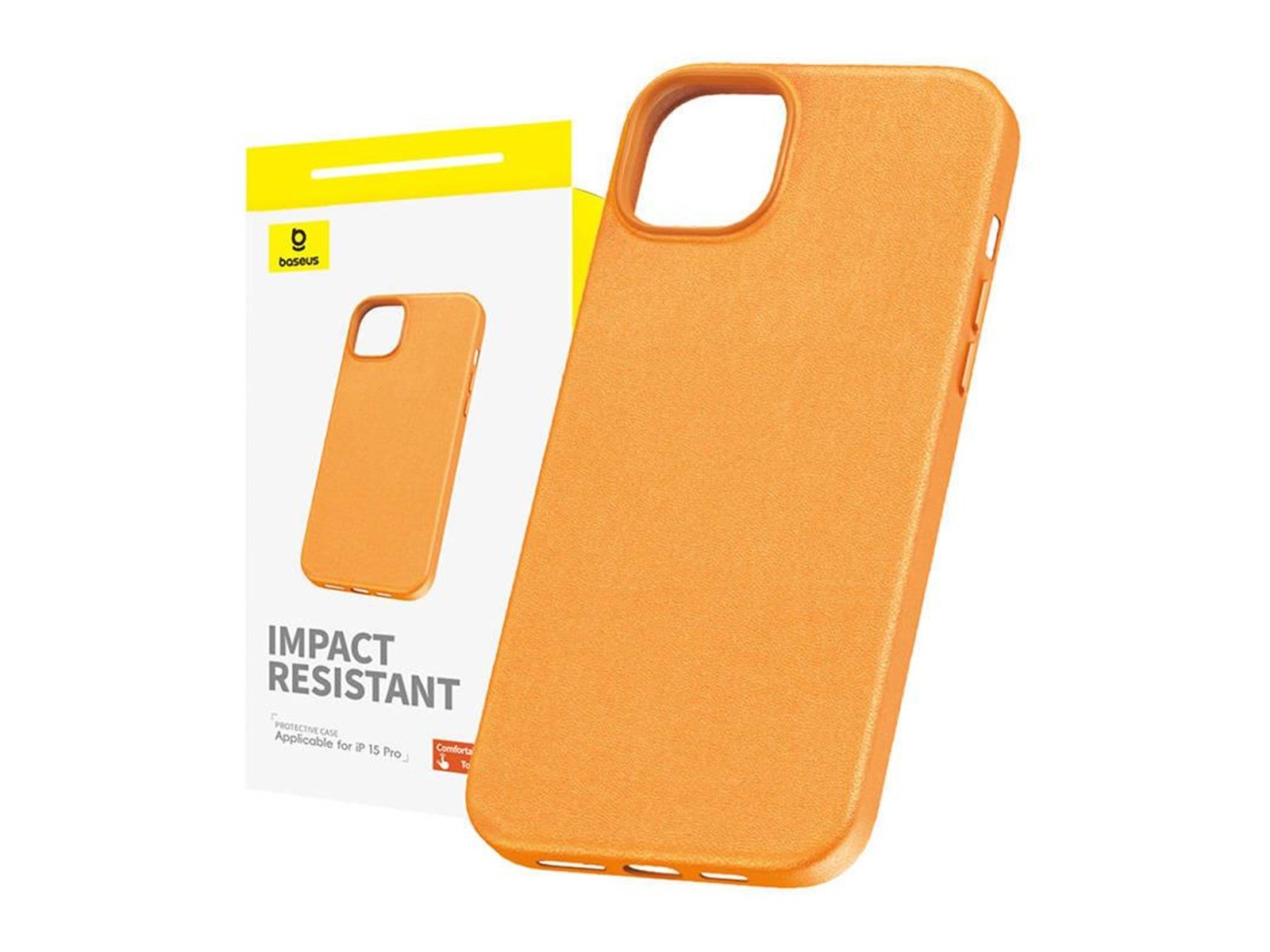 Baseus Phone Case for iPhone 15 Pro  Fauxther Series (Orange)