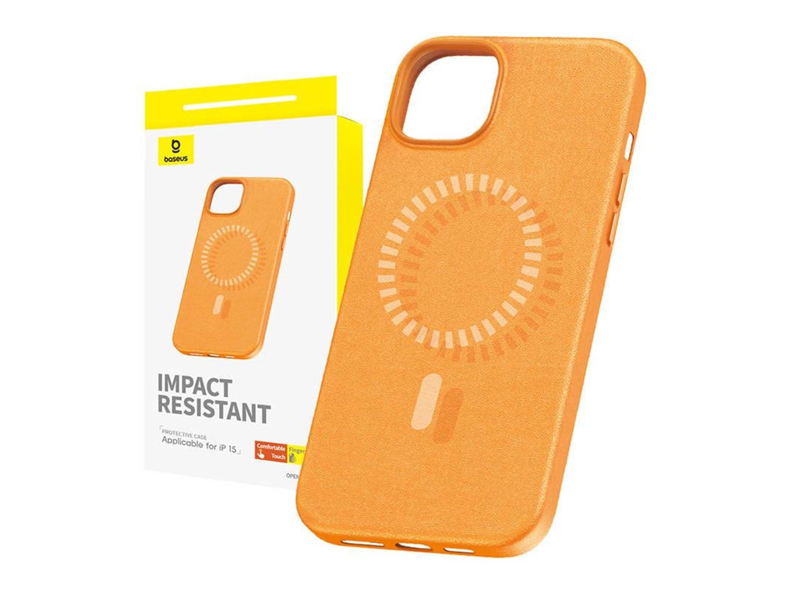 Baseus Magnetic Phone Case for iPhone 15  Fauxther Series (Orange)