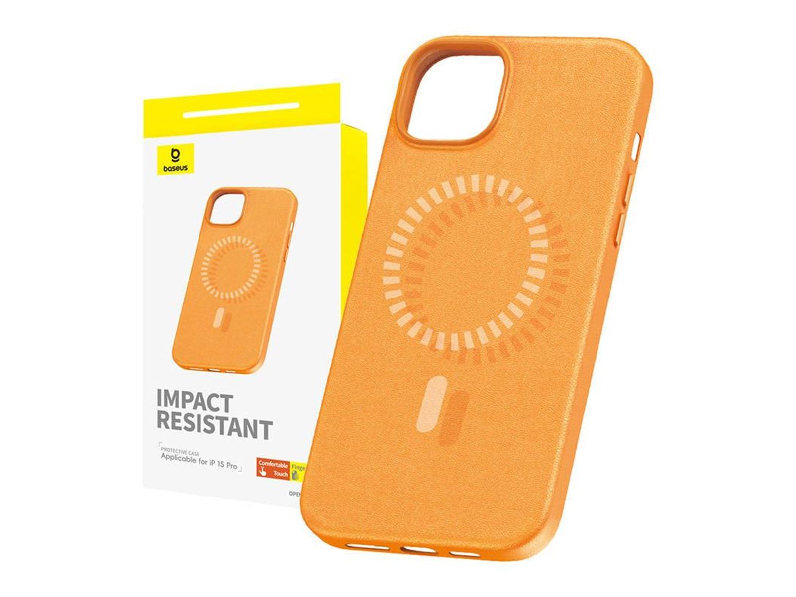 Baseus Magnetic Phone Case for iPhone 15 Pro  Fauxther Series (Orange)