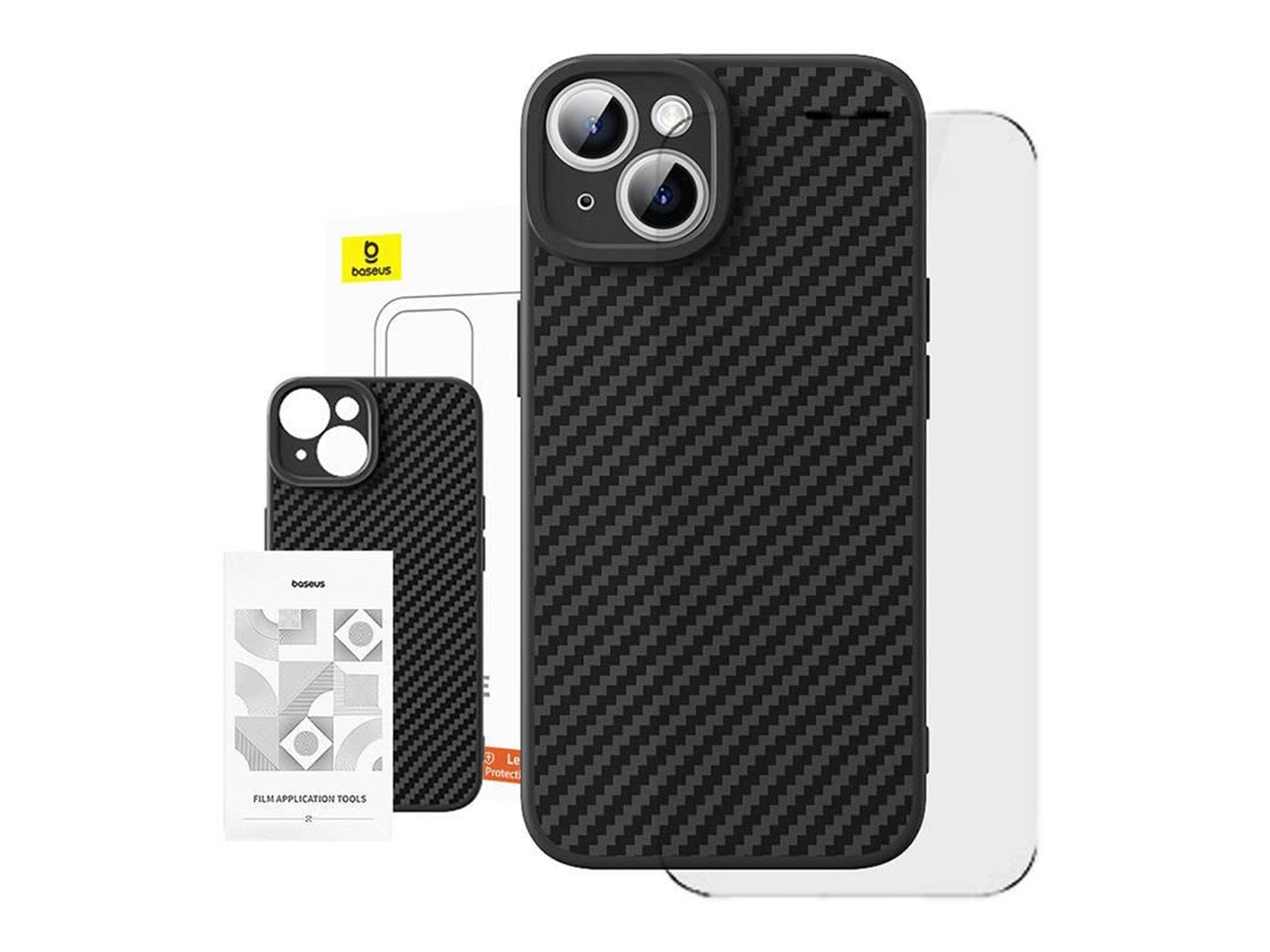 Baseus Case  Synthetic Fiber iPhone 15 Plus + tempered glass