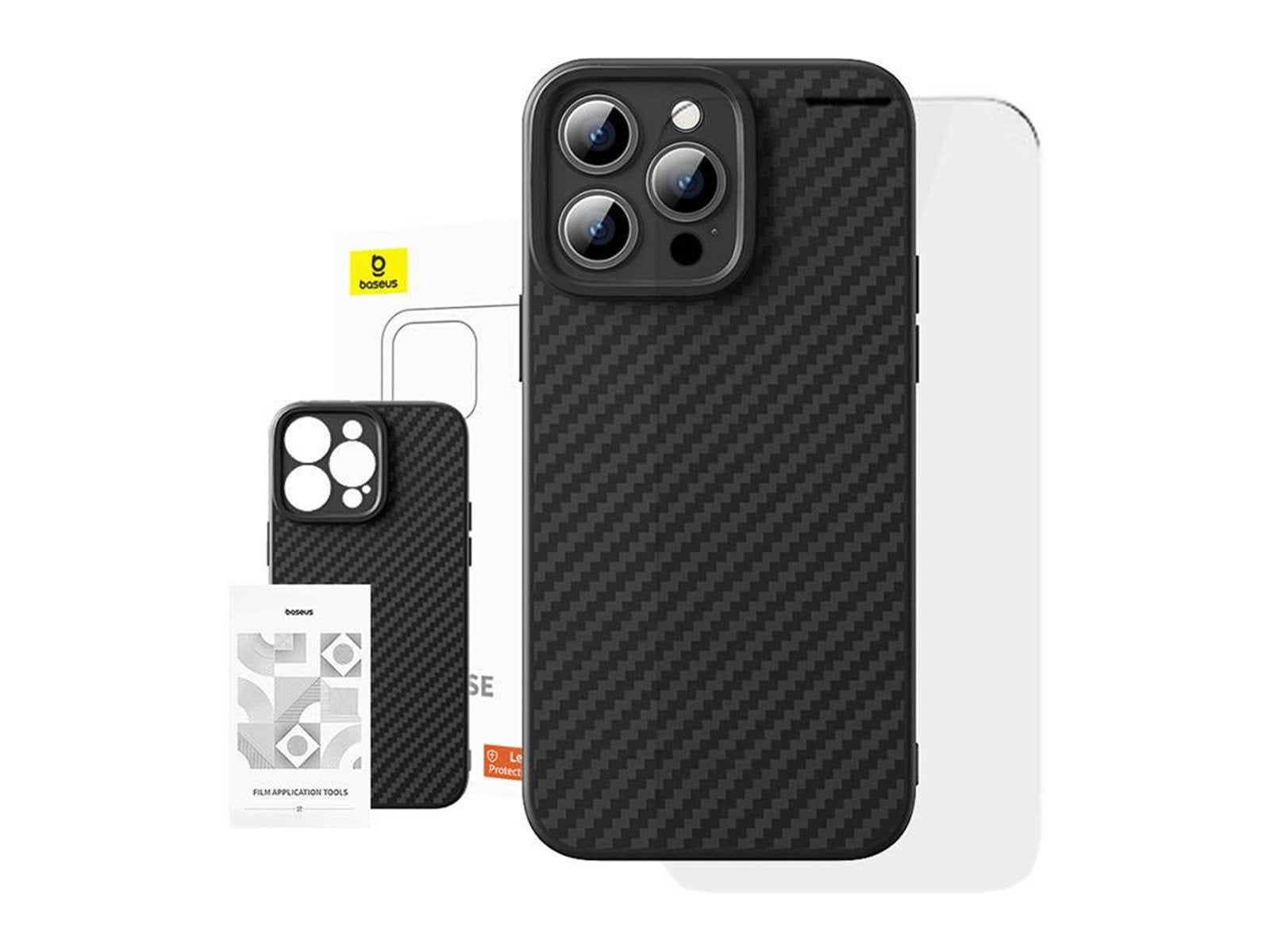 Baseus Case  Synthetic Fiber iPhone 15 Pro + tempered glass