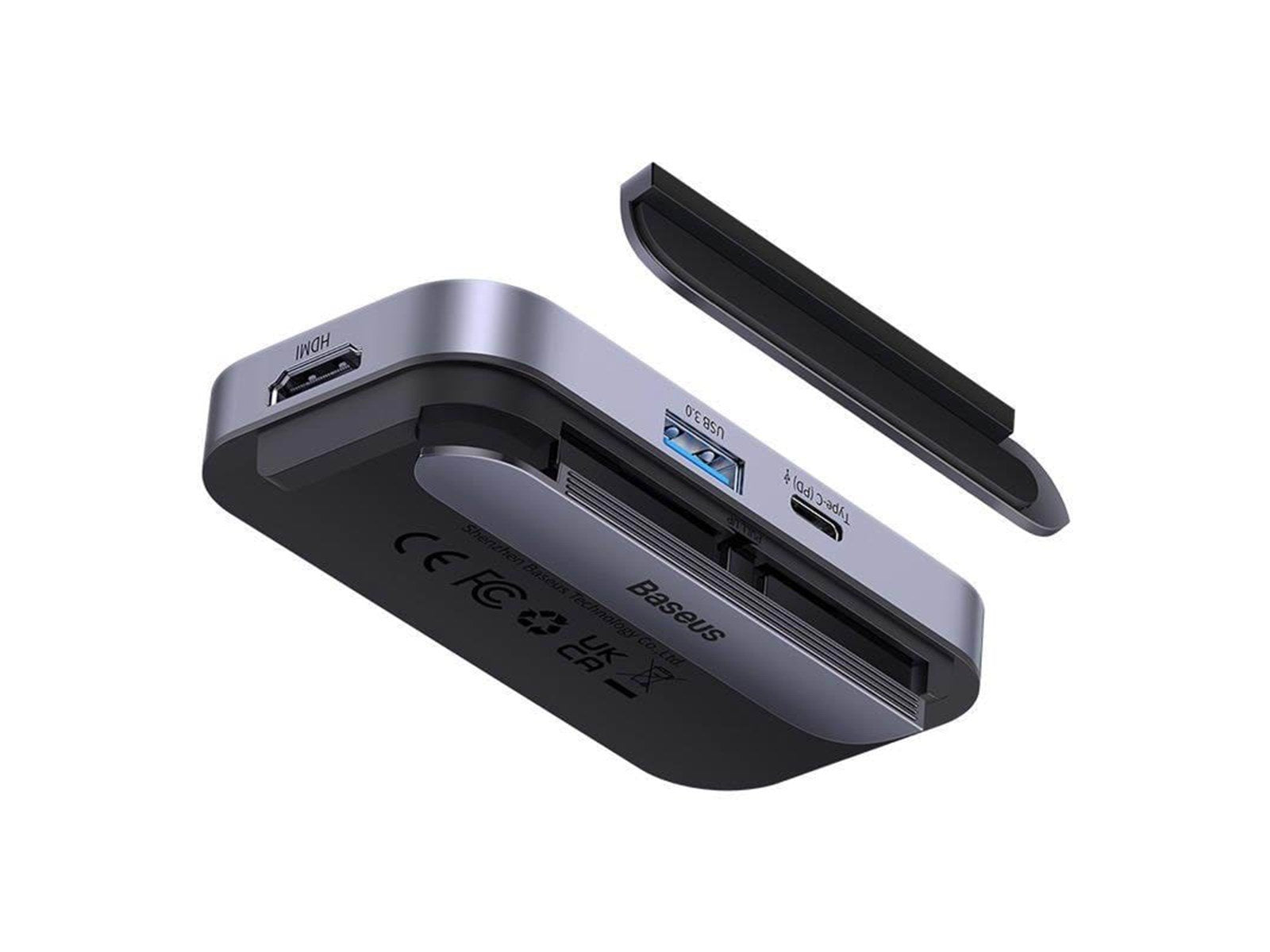 Baseus PadJoy Series USB-C to USB 3.0 + HDMI + USB-C PD + jack 3.5mm + SD/TF (Grey) USB-Hubs - USB 3.0 - 6 - Grau