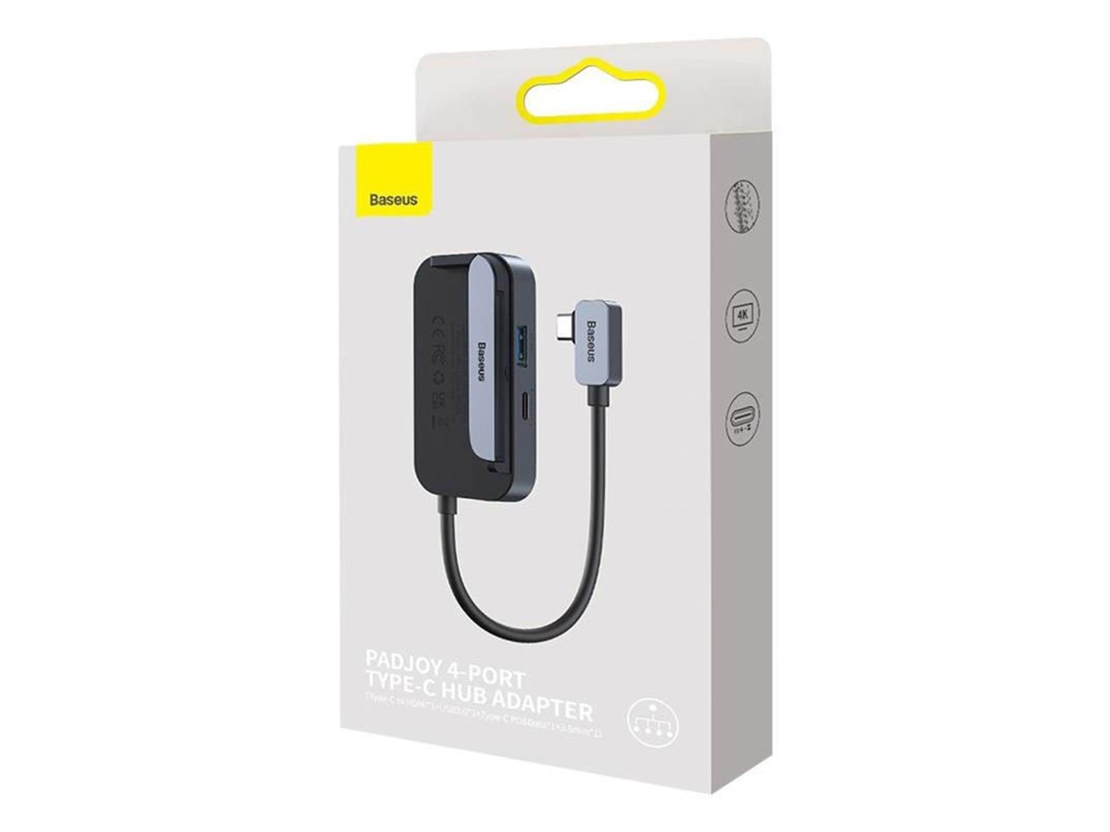 Baseus PadJoy Series USB-C to USB 3.0 + HDMI + USB-C PD + jack 3.5mm + SD/TF (Grey) USB-Hubs - USB 3.0 - 6 - Grau
