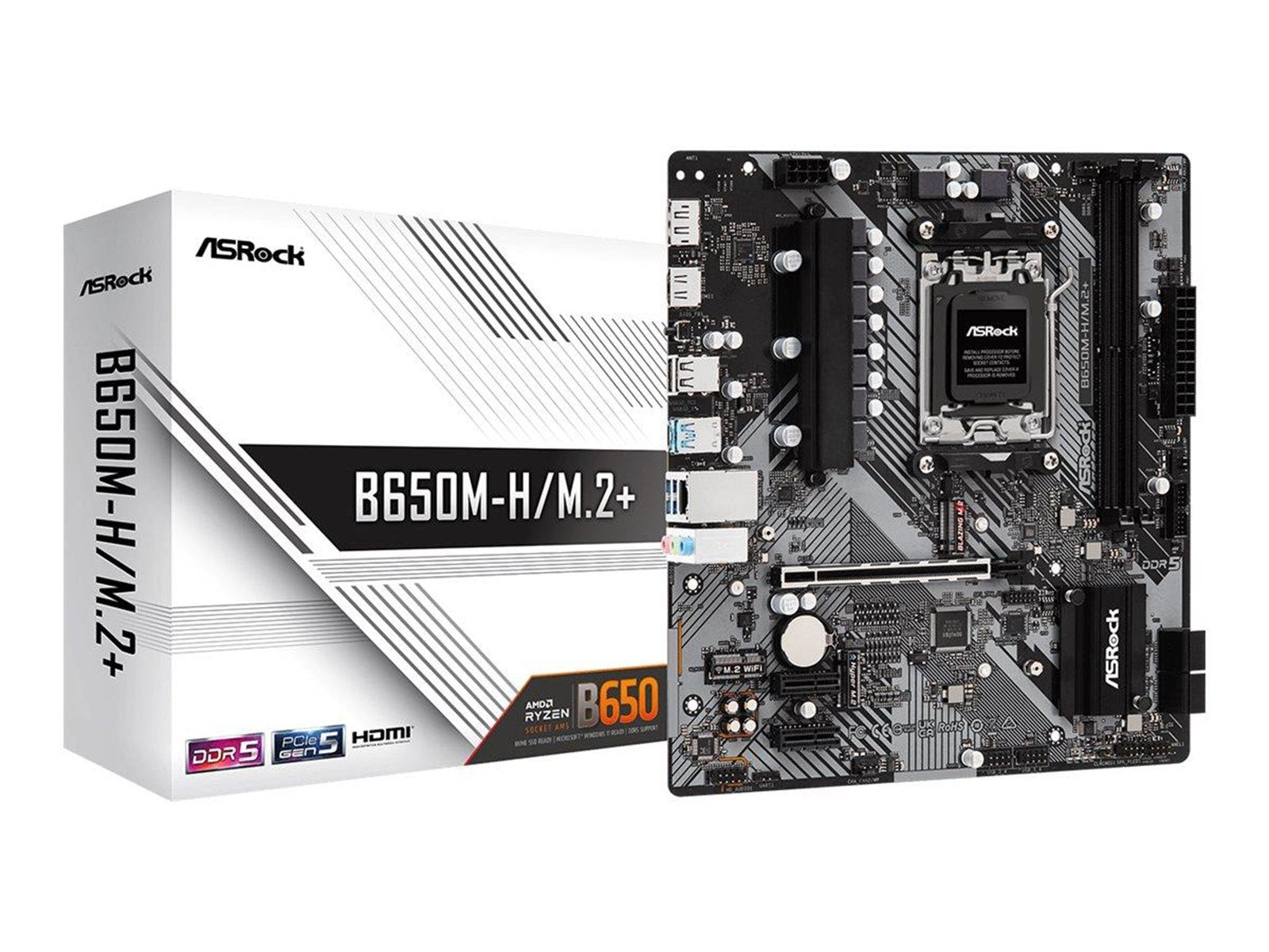 ASRock B650M-H/M.2+ Mainboard - AMD B650 - AMD AM5 socket - DDR5 RAM - Micro-ATX