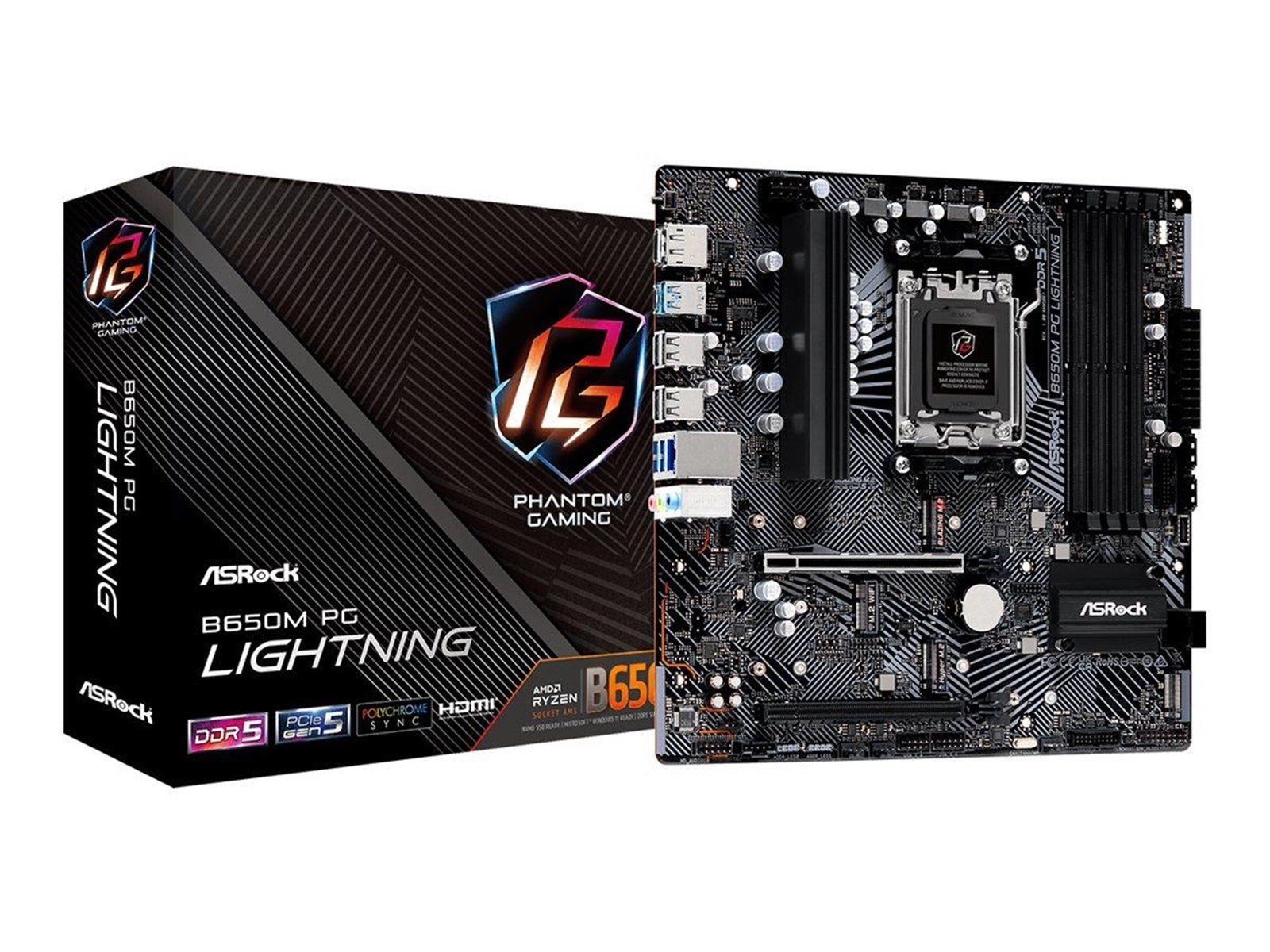 ASRock B650M PG LIGHTNING Mainboard - AMD B650 - AMD AM5 socket - DDR5 RAM - Micro-ATX