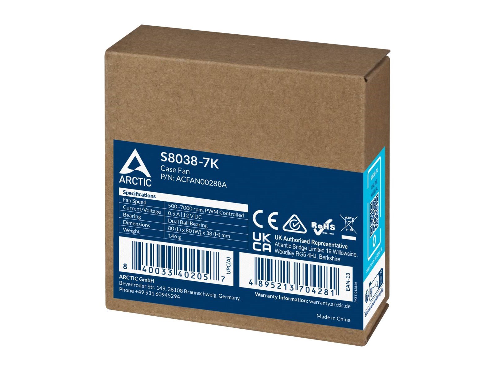 Arctic Server Fan S8038-7K - Gehäuselüfter - 80mm - Schwarz