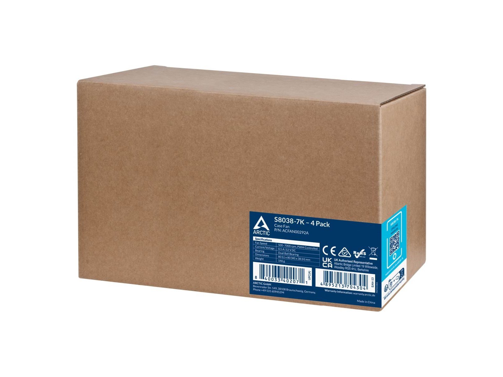 Arctic Server Fan S8038-7K - 4-pack - Gehäuselüfter - 80mm - Schwarz