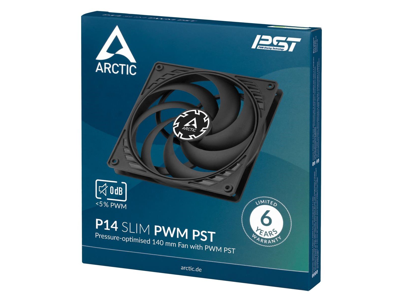 Arctic P14 Slim PWM PST - Gehäuselüfter - 140mm - Schwarz - 23 dBA