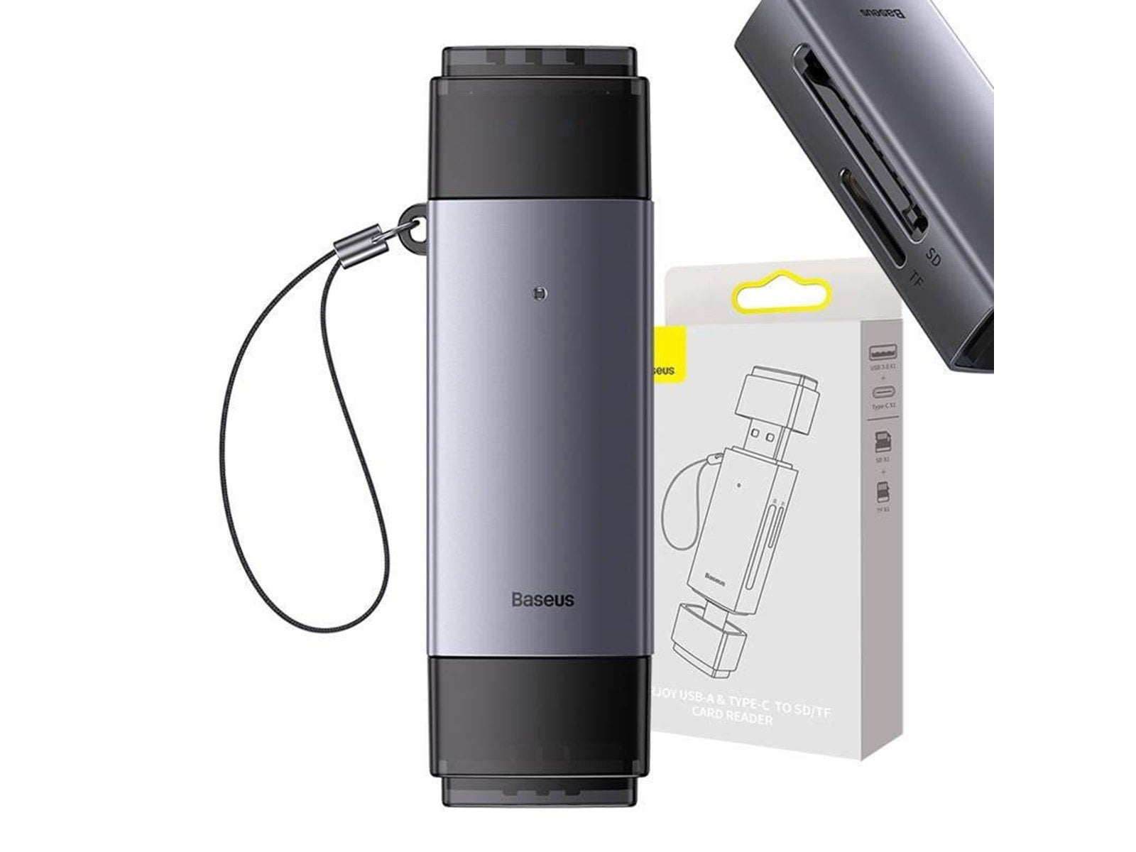 Baseus Lite Series SD/TF memory card reader USB + USB-C (gray)