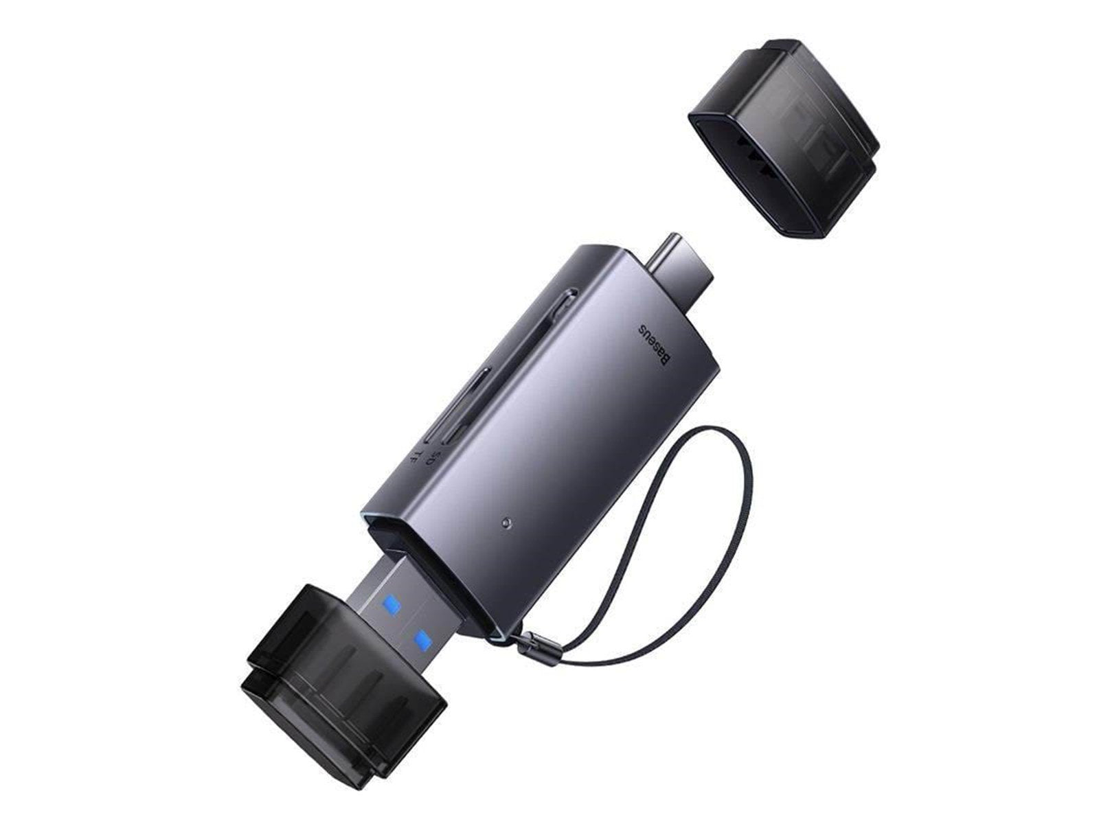 Baseus Lite Series SD/TF memory card reader USB + USB-C (gray)