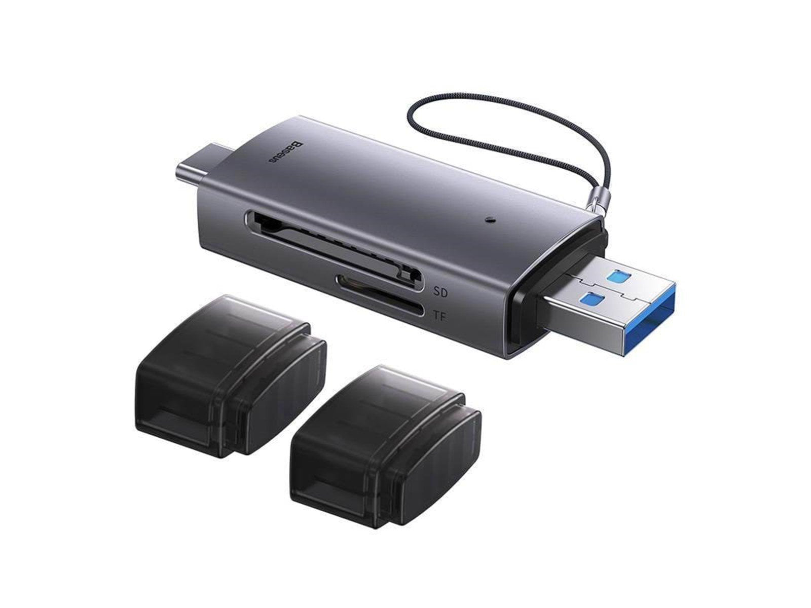 Baseus Lite Series SD/TF memory card reader USB + USB-C (gray)