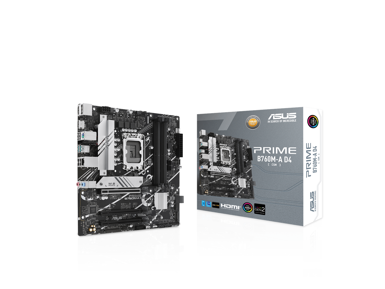 ASUS PRIME B760M-A D4-CSM Mainboard - Intel B760 - Intel LGA1700 socket - DDR4 RAM - Micro-ATX