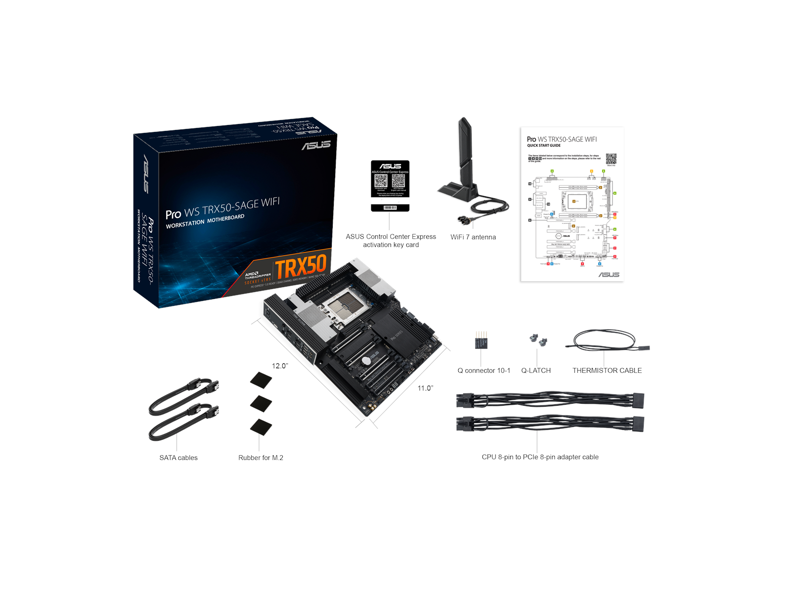 ASUS PRO WS TRX50-SAGE WIFI Mainboard - AMD TRX50 - AMD sTR5 socket - DDR5 RAM - SSI (Server)